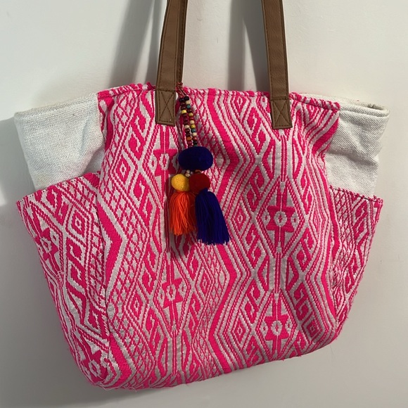Large beach tote pink soft cute - Picture 3 of 4